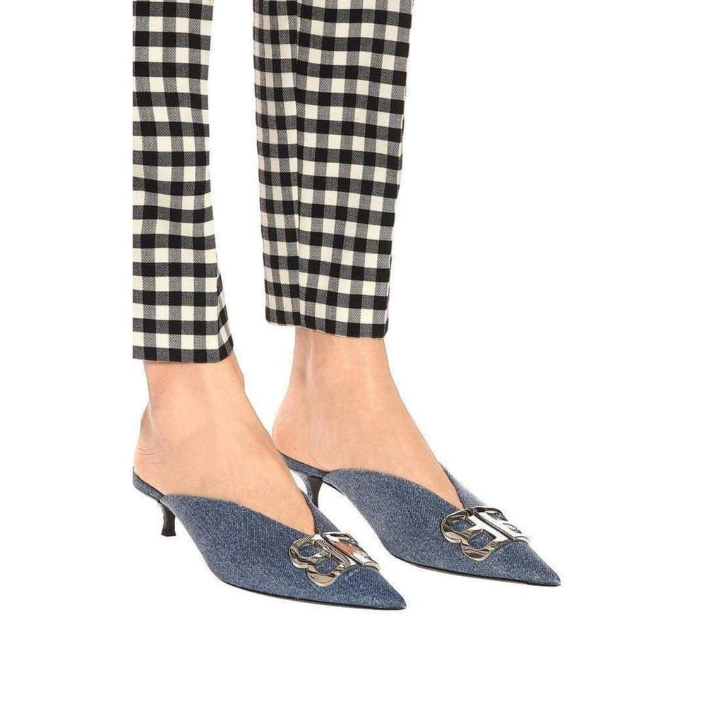 Balenciaga - BB Denim Kitten-Heel Mules - IT 39.5 - Picture 6 of 6